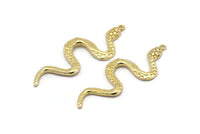 Brass Snake Pendant, 2 Raw Brass Snake Pendants With 1 Loop, Charms, Findings (49x17x2.8mm) N1602