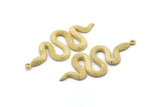 Brass Snake Pendant, 2 Raw Brass Snake Pendants With 1 Loop, Charms, Findings (47x20x2.3mm) N1596
