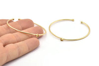 Gold Round Cuff, 2 Gold Plated Brass Bracelet Stone Setting With 1 Pad -  Pad Size 3mm D1608