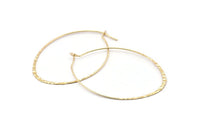 Gold Drop Earring, 4 Hammered Gold Plated Brass Wire Drop Earring Charms, Pendants, Findings (57x43x0.8mm) E330 Q1121