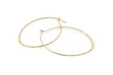 Gold Drop Earring, 4 Hammered Gold Plated Brass Wire Drop Earring Charms, Pendants, Findings (57x43x0.8mm) E330 Q1121