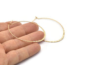 Gold Drop Earring, 4 Hammered Gold Plated Brass Wire Drop Earring Charms, Pendants, Findings (57x43x0.8mm) E330 Q1121