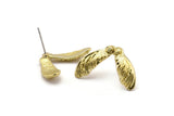 Brass Wing Earring, 2 Raw Brass Wing Stud Earrings, Findings (27x16mm) N1603