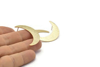 Gold Moon Earring, 2 Textured Gold Plated Brass Crescent Moon Stud Earrings (35x9x0.80mm) M172 A1582 H0299