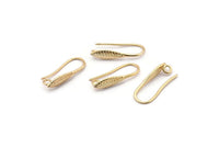 Gold Ear Hooks, 8 Gold Plated Brass Leaf Earring Wires, Earring Hooks (20mm) D1335