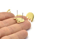 Earring Studs, 4 Raw Brass - Stud Earrings - Brass Earrings - Earrings (15x15x1.2mm) N1604
