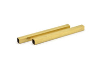 Brass Tube Beads - 6 Huge Raw Brass Square Tubes (8x100mm) Bs 1584