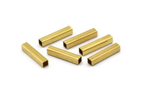 Geometric Spacer Tube Bead, 50 Raw Brass Square Tubes (3x15mm) Bs 1618