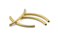 Textured Brass Tube, 20 Raw Brass Textured Curved Tubes (3x45mm) Bs 1633