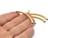 Textured Brass Tube, 20 Raw Brass Textured Curved Tubes (3x45mm) Bs 1633