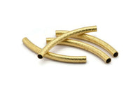 Textured Curved Tubes - 20 Raw Brass Textured Curved Tubes (4x45) Bs 1634