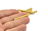 Brass Tube Bead, 25 Raw Brass Square Tubes  (3x40mm) Bs 1612