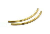 Curved Tube Beads, 10 Raw Brass Curved Tubes (5x110mm) Bs 1630