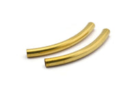 Brass Tube Beads, 6 Raw Brass Curved Tubes (10x100mm) Bs 1636
