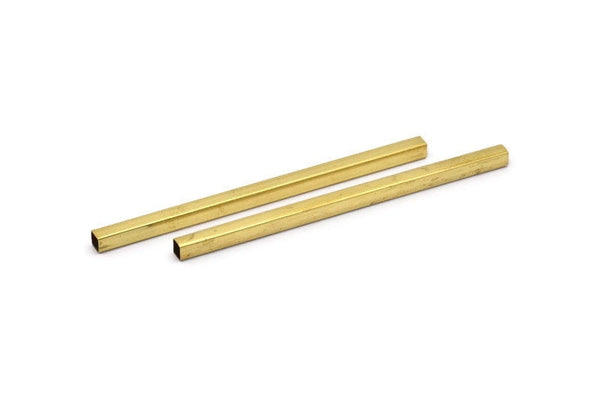 6 Raw Brass Square Tubes  (5x100mm) Bs 1611