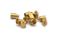Brass Barrel End, 50 Raw Brass Barrel End With Loop - (6x10mm) Leather Cord Ends Bs-1647