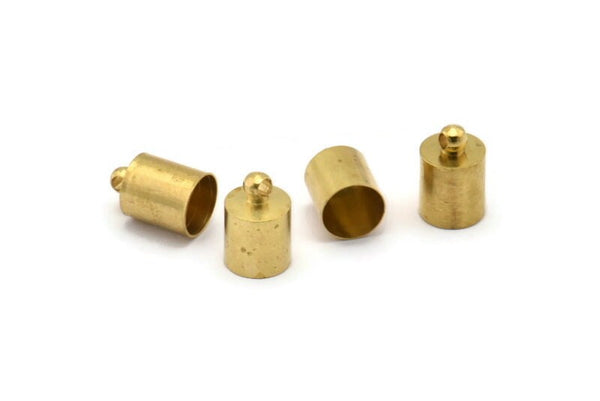 Brass Barrel End, 50 Raw Brass Barrel End With Loop - (7x11mm) Leather Cord Ends Bs-1648