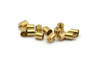 Brass Barrel End, 50 Raw Brass Barrel End With Loop - (7x11mm) Leather Cord Ends Bs-1648