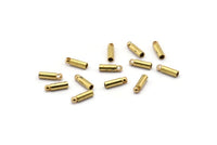 100 Raw Brass Barrel End With Loop - 2x7mm Leather Cord Ends Bs 1641