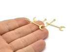 Brass Moon Charm, 24 Textured Raw Brass Crescent Charms With 1 Loop (30x9x0.80mm) M02240