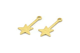 Brass Star Charm, 24 Textured Raw Brass Star Charms With 1 Loop (20x9x0.80mm) M02245