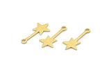 Brass Star Charm, 24 Textured Raw Brass Star Charms With 1 Loop (20x9x0.80mm) M02245