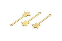 Brass Star Charm, 24 Textured Raw Brass Star Charms With 1 Loop (30x9x0.80mm) M02244