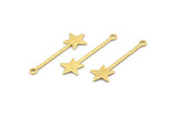 Brass Star Charm, 24 Textured Raw Brass Star Charms With 1 Loop (30x9x0.80mm) M02244