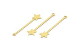 Brass Star Charm, 24 Textured Raw Brass Star Charms With 1 Loop (40x9x0.80mm) M02243