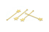 Brass Star Charm, 24 Textured Raw Brass Star Charms With 1 Loop (40x9x0.80mm) M02243