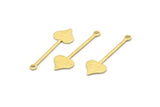 Brass Heart Charm, 24 Textured Raw Brass Spade Charms With 1 Loop (30x9x0.80mm) M02247