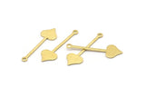 Brass Heart Charm, 24 Textured Raw Brass Spade Charms With 1 Loop (30x9x0.80mm) M02247