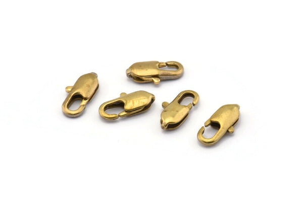 Brass Parrot Clasp, 50 Raw Brass Lobster Claw Clasps (12.3x4.4mm) Bs-1654