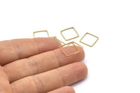 Square Choker Finding, 100 Raw Brass Square Connectors (12mm) BS 1672