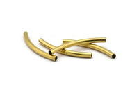 Brass Curved Tube, 50 Raw Brass Curved Tube Findings (35x3mm) Bs-1669