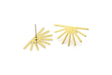 Brass Sun Earring, 10 Raw Brass Sun Stud Earrings (25x13x0.70mm) M01395 A2400