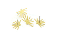Brass Sun Earring, 10 Textured Raw Brass Sun Stud Earrings With 1 Loop (25x16x0.70mm) M01399 A2398