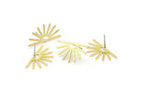Brass Sun Earring, 10 Textured Raw Brass Sun Stud Earrings (25x13x0.70mm) M01404 A2403