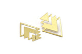 Brass Triangle Earring, 4 Raw Brass Diamond Stud Earrings (47x33x1mm) M01444 A2405