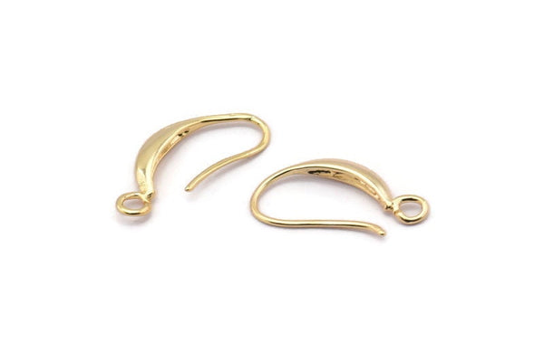 Gold Ear Hooks, 10 Gold Plated Brass Earring Wires, Earring Hooks (18x10mm) BS 1711