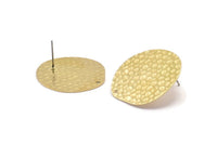 Earring Studs, 4 Raw Brass - Round Earrings - Brass Earrings - Raw Brass Round Stud Earrings With 1 Hole (29x28x0.60mm) D0826 A2318