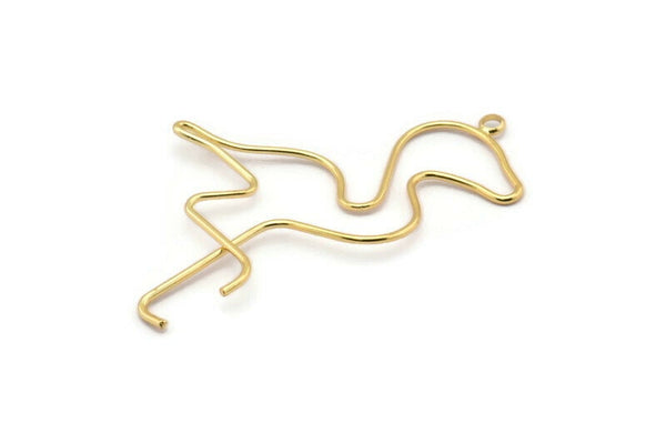 Gold Flamingo Pendant, 2 Gold Plated Brass Flamingo Wire Pendants With 1 Loop, Jewelry Supplies, Findings, Charms (62x49x1.1mm) E324 Q1069