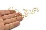Gold Flamingo Pendant, 2 Gold Plated Brass Flamingo Wire Pendants With 1 Loop, Jewelry Supplies, Findings, Charms (62x49x1.1mm) E324 Q1069
