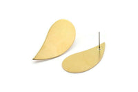 Brass Drop Earring, 6 Raw Brass Drop Stud Earrings (33x16x1mm) D0781 A2355