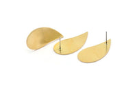 Brass Drop Earring, 6 Raw Brass Drop Stud Earrings (33x16x1mm) D0781 A2355