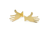 Brass Hand Earring, 8 Raw Brass Hand Stud Earrings (25x17x0.80mm) D1007 A2359
