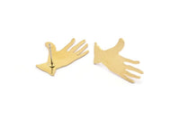 Brass Hand Earring, 8 Raw Brass Hand Stud Earrings (25x17x0.80mm) D1007 A2359