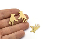 Brass Hand Earring, 8 Raw Brass Hand Stud Earrings (25x17x0.80mm) D1007 A2359