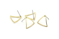 Brass Triangle Earring, 12 Raw Brass Open Cambered Triangle Stud Earrings (17x0.5x0.9mm) A2361