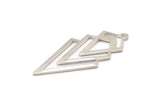 Silver Triangle Charm, 4 925 Sterling Silver Plated Diamond Charms With 1 Loop (49x22x1mm) M01160